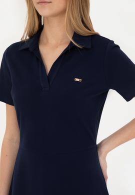 Kadın Lacivert Polo Yaka Örme Elbise - 50285872013