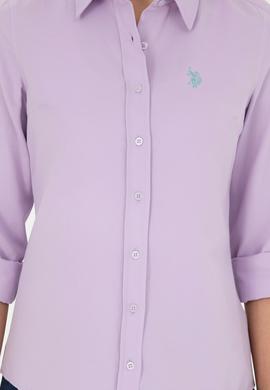 Kadın Lila Uzun Kollu Basic Gömlek - 50288851068