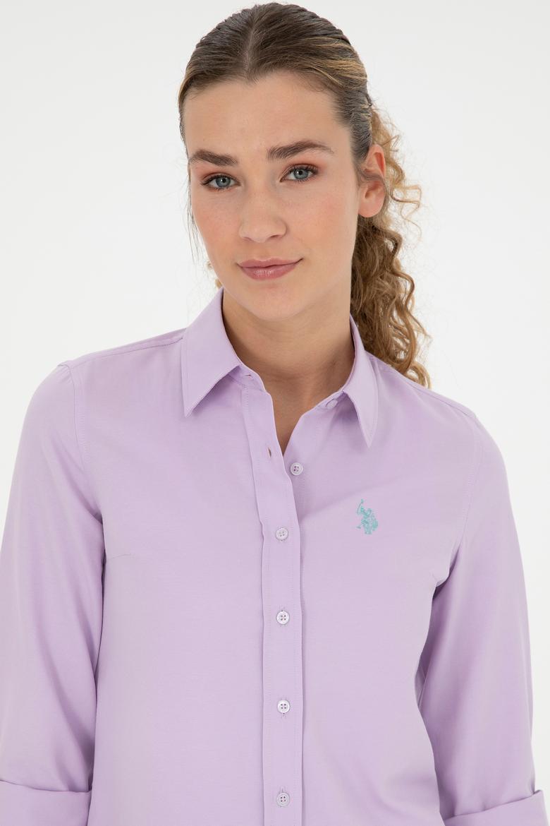 Kadın Lila Uzun Kollu Basic Gömlek - 50288851068