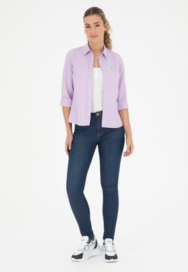 Kadın Lila Uzun Kollu Basic Gömlek - 50288851068