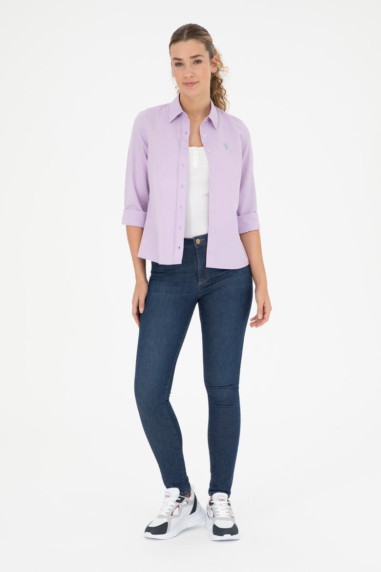 Kadın Lila Uzun Kollu Basic Gömlek - 50288851068