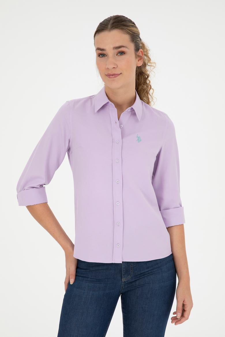 Kadın Lila Uzun Kollu Basic Gömlek - 50288851068