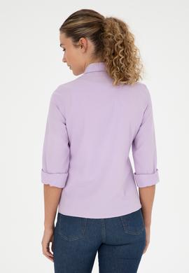 Kadın Lila Uzun Kollu Basic Gömlek - 50288851068