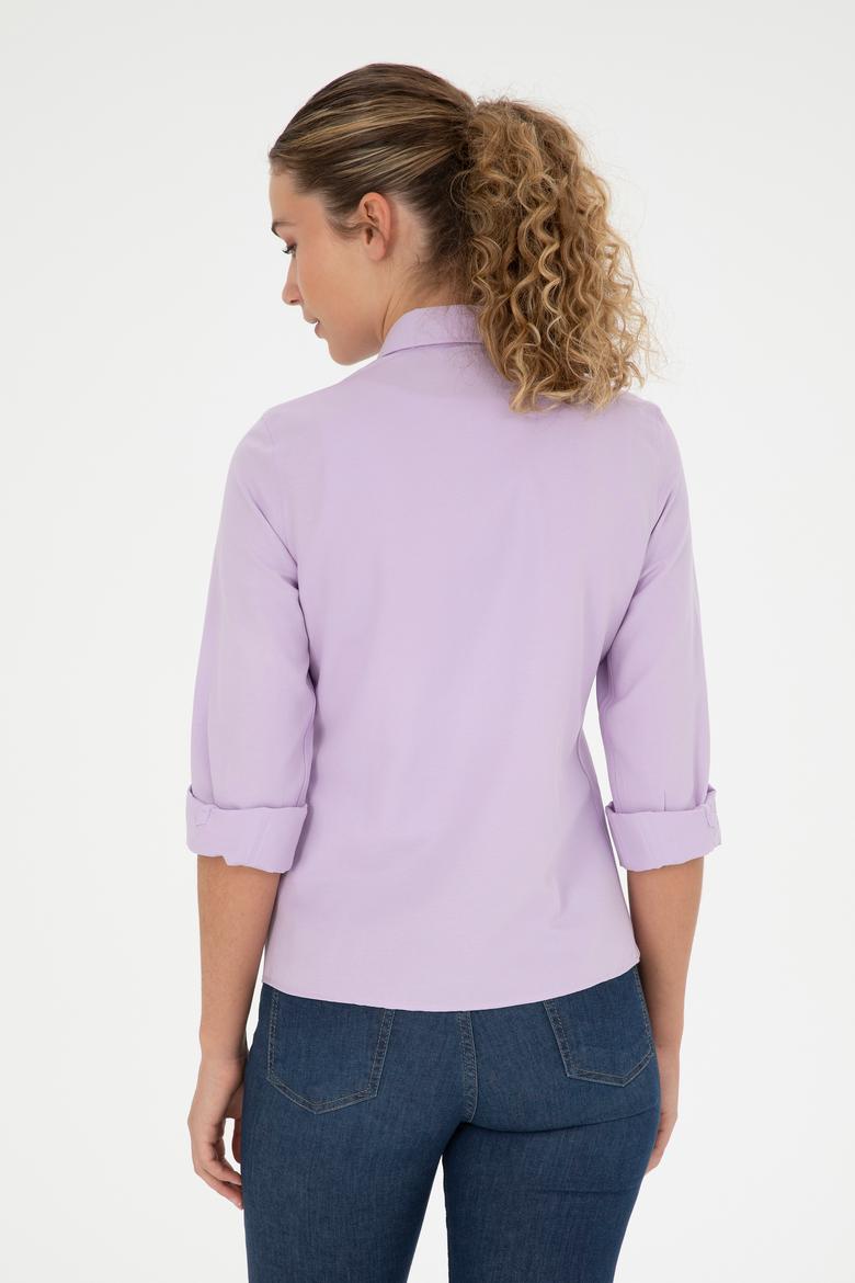 Kadın Lila Uzun Kollu Basic Gömlek - 50288851068