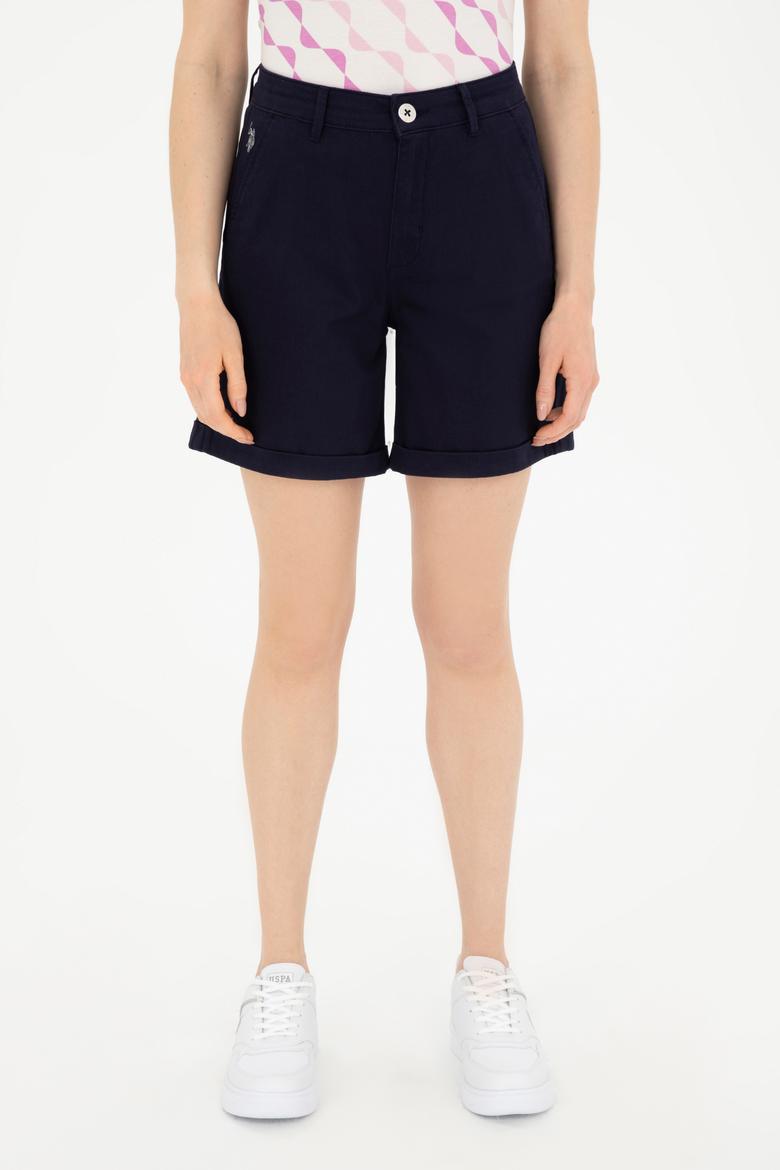 Kadın Lacivert Dokuma Şort - 50289455003