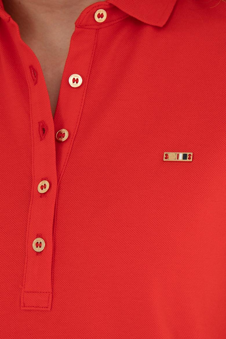 Kadın Kırmızı Polo Yaka Örme Elbise - 50285859040