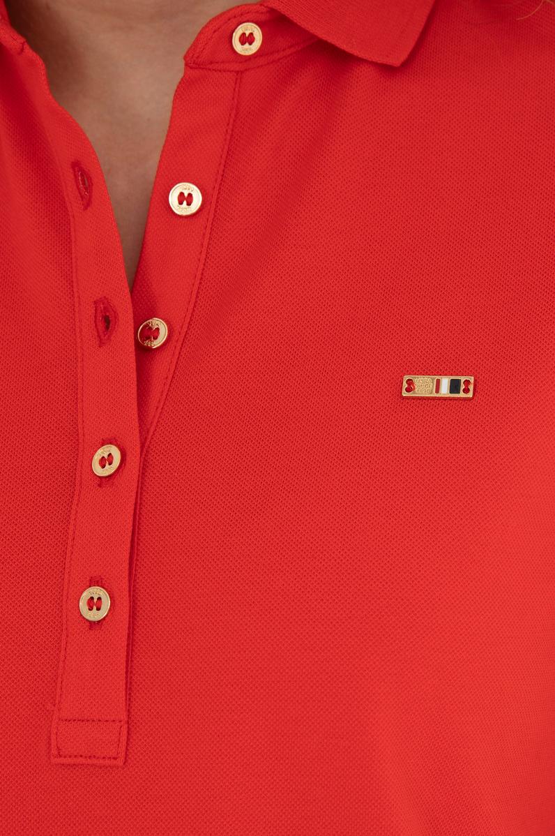 Kadın Kırmızı Polo Yaka Örme Elbise