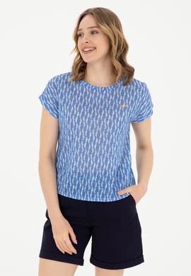 Kadın Koyu Mavi Bisiklet Yaka Tişört - 50281790014