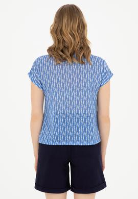 Kadın Koyu Mavi Bisiklet Yaka Tişört - 50281790014