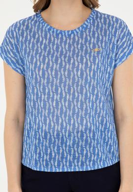 Kadın Koyu Mavi Bisiklet Yaka Tişört - 50281790014