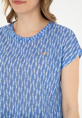 Kadın Koyu Mavi Bisiklet Yaka Tişört - 50281790014