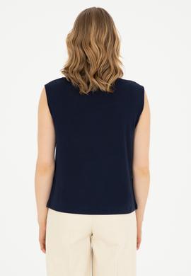 Kadın Lacivert Bisiklet Yaka Tişört - 50281791006