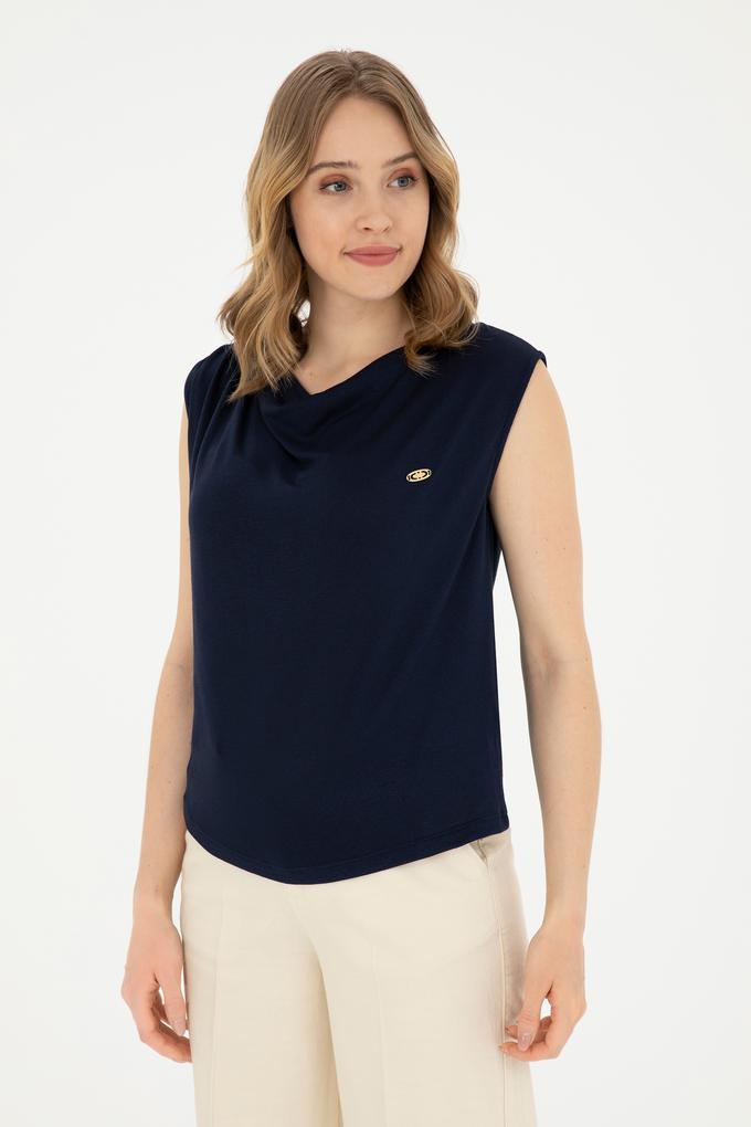 Kadın Lacivert Bisiklet Yaka Tişört