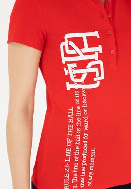 Kadın Kırmızı Polo Yaka Tişört - 50282889004