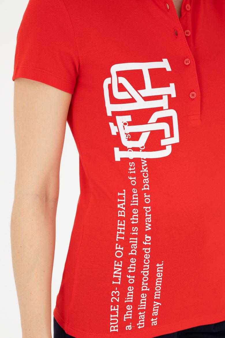 Kadın Kırmızı Polo Yaka Tişört - 50282889004