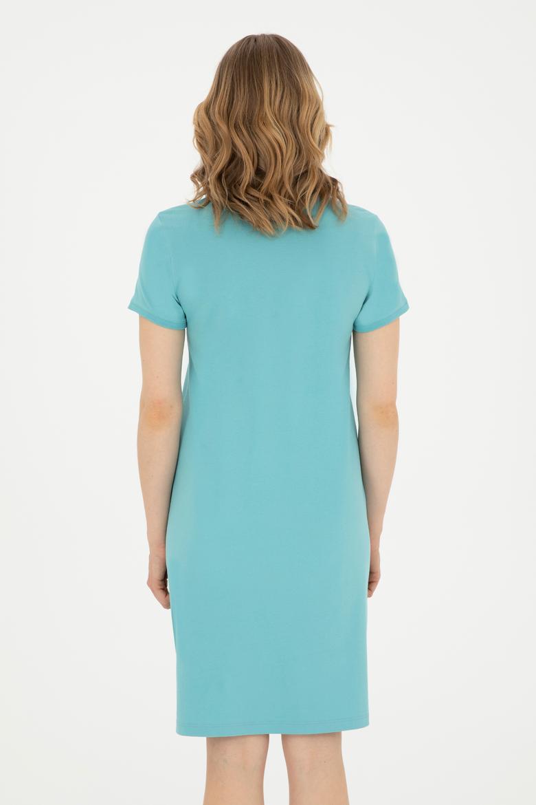 Kadın Mint Polo Yaka Örme Elbise - 50285859090