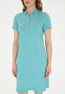Kadın Mint Polo Yaka Örme Elbise - 50285859090