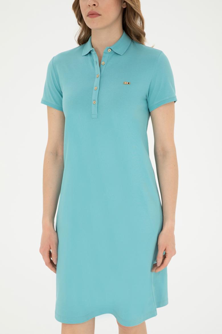 Kadın Mint Polo Yaka Örme Elbise - 50285859090