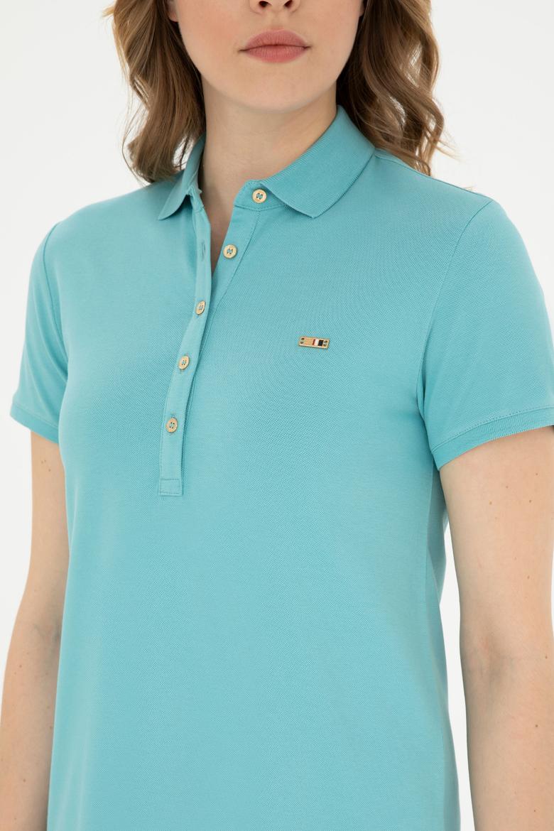 Kadın Mint Polo Yaka Örme Elbise - 50285859090