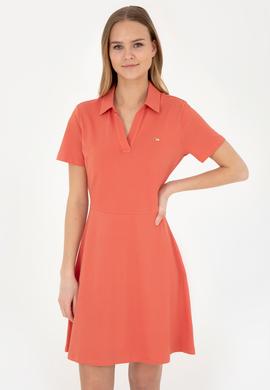 Kadın Pudra Polo Yaka Örme Elbise - 50285872025