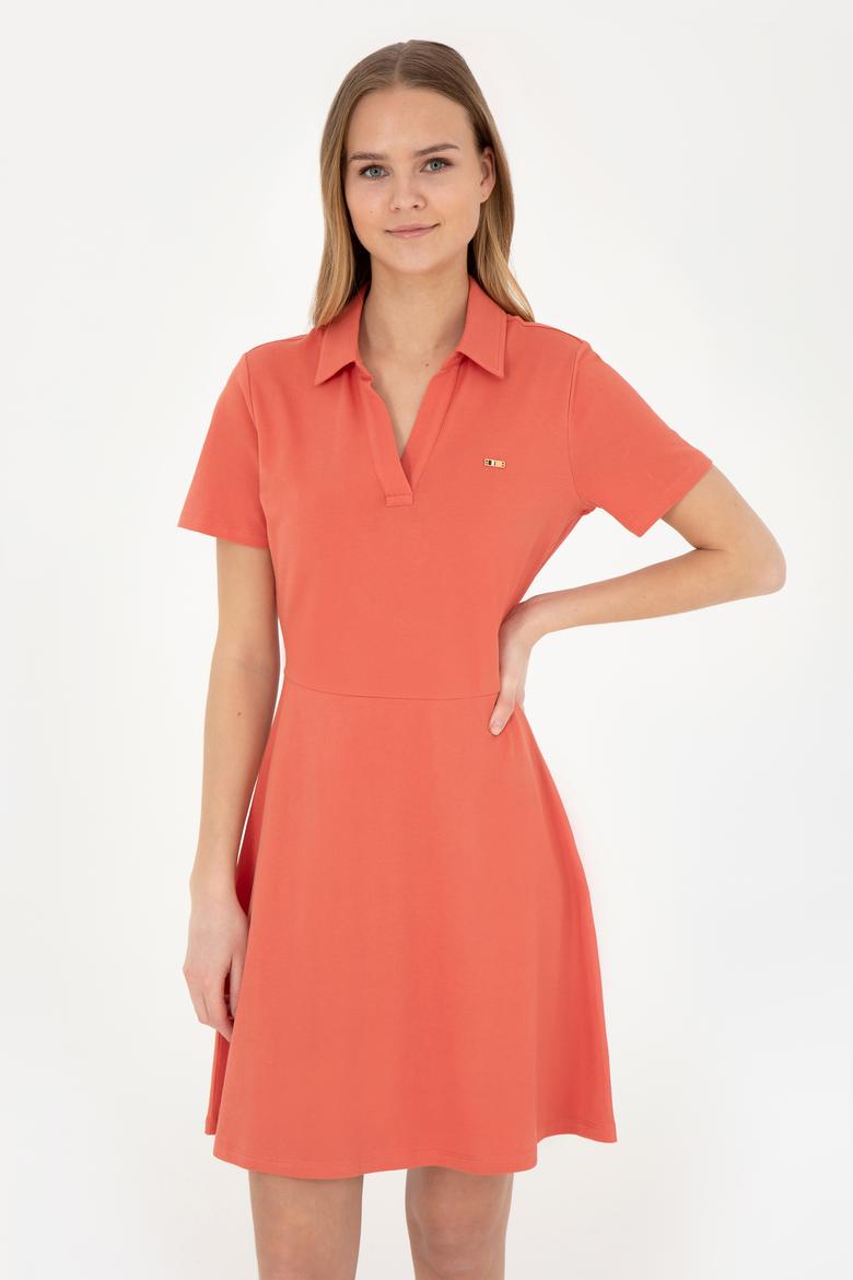 Kadın Pudra Polo Yaka Örme Elbise - 50285872025