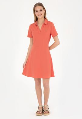 Kadın Pudra Polo Yaka Örme Elbise - 50285872025