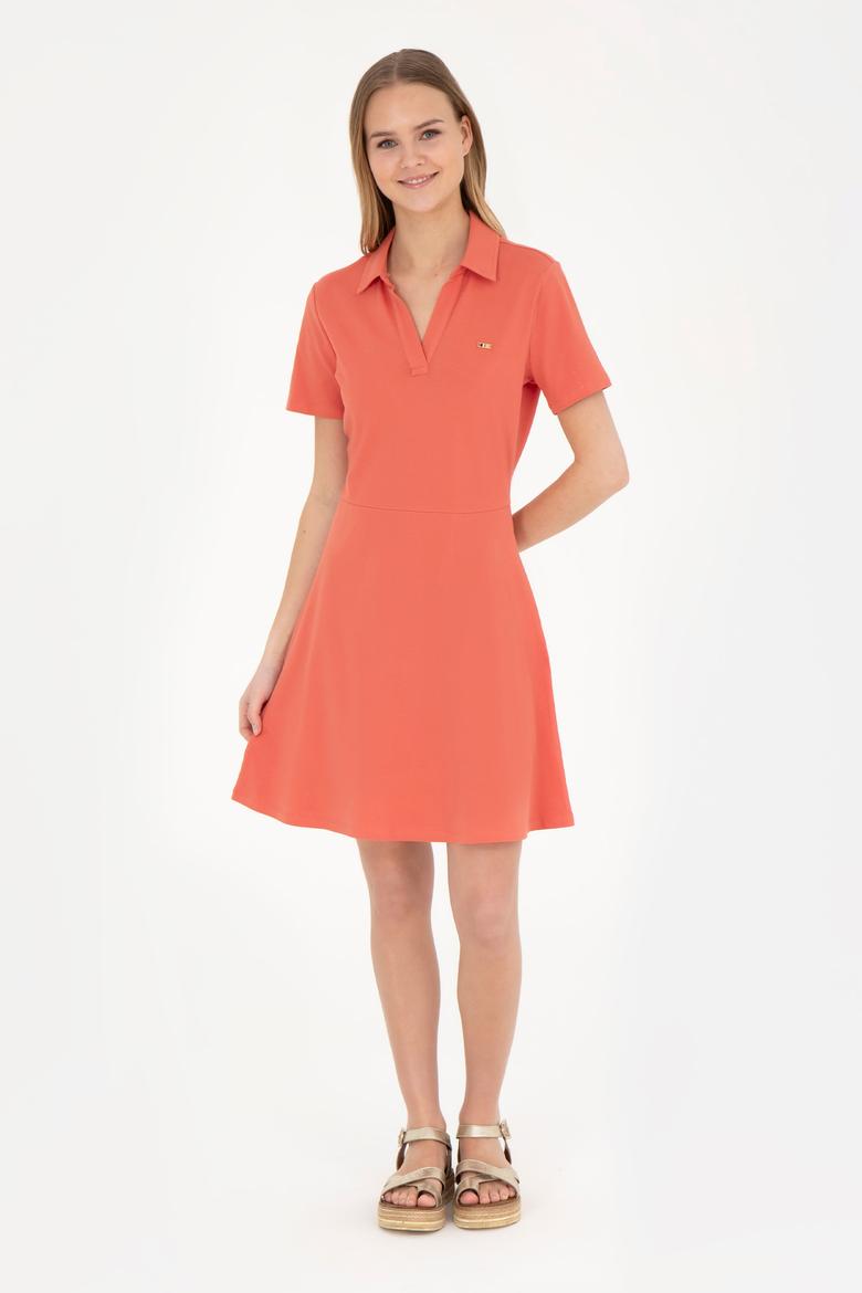 Kadın Pudra Polo Yaka Örme Elbise - 50285872025