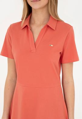 Kadın Pudra Polo Yaka Örme Elbise - 50285872025