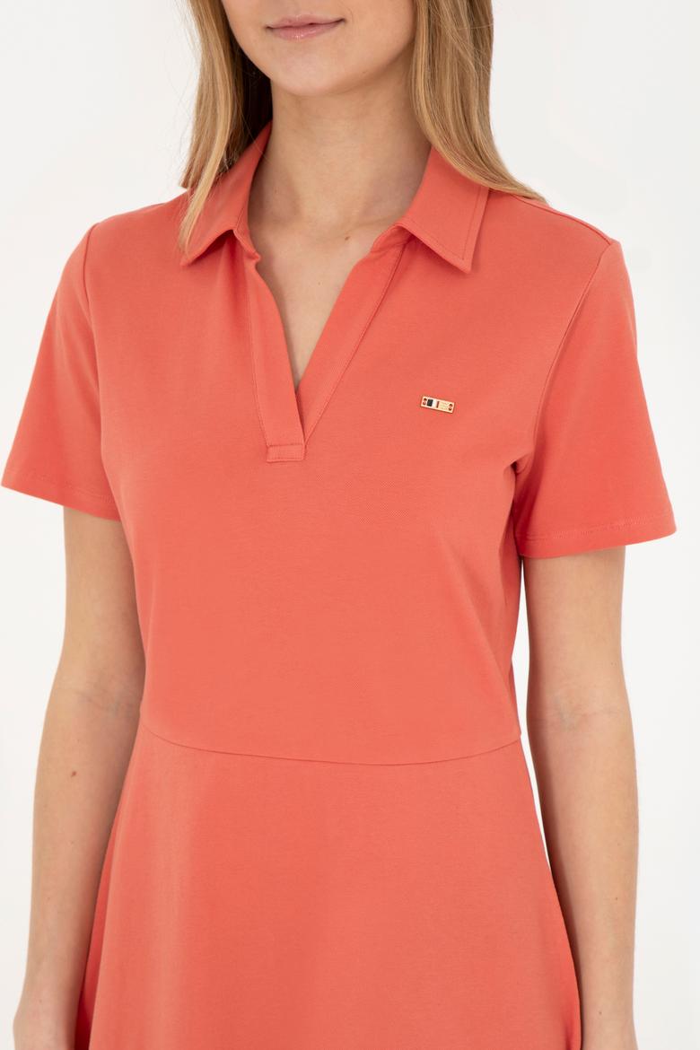 Kadın Pudra Polo Yaka Örme Elbise - 50285872025