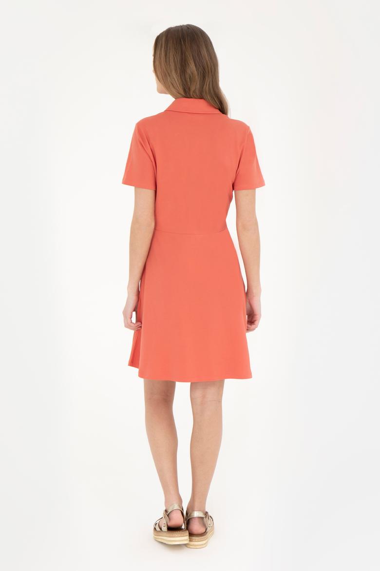 Kadın Pudra Polo Yaka Örme Elbise - 50285872025