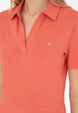 Kadın Pudra Polo Yaka Örme Elbise - 50285872025