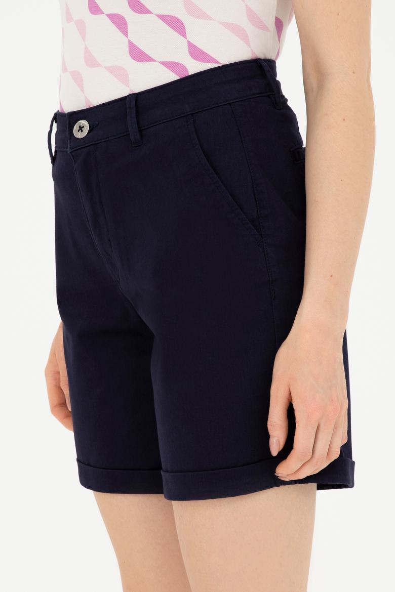 Kadın Lacivert Dokuma Şort - 50289455003