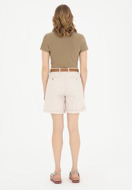 Kadın Bej Dokuma Şort - 50289455009