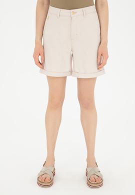Kadın Bej Dokuma Şort - 50289455009