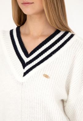 Kadın Krem V Yaka Kazak - 50269504013