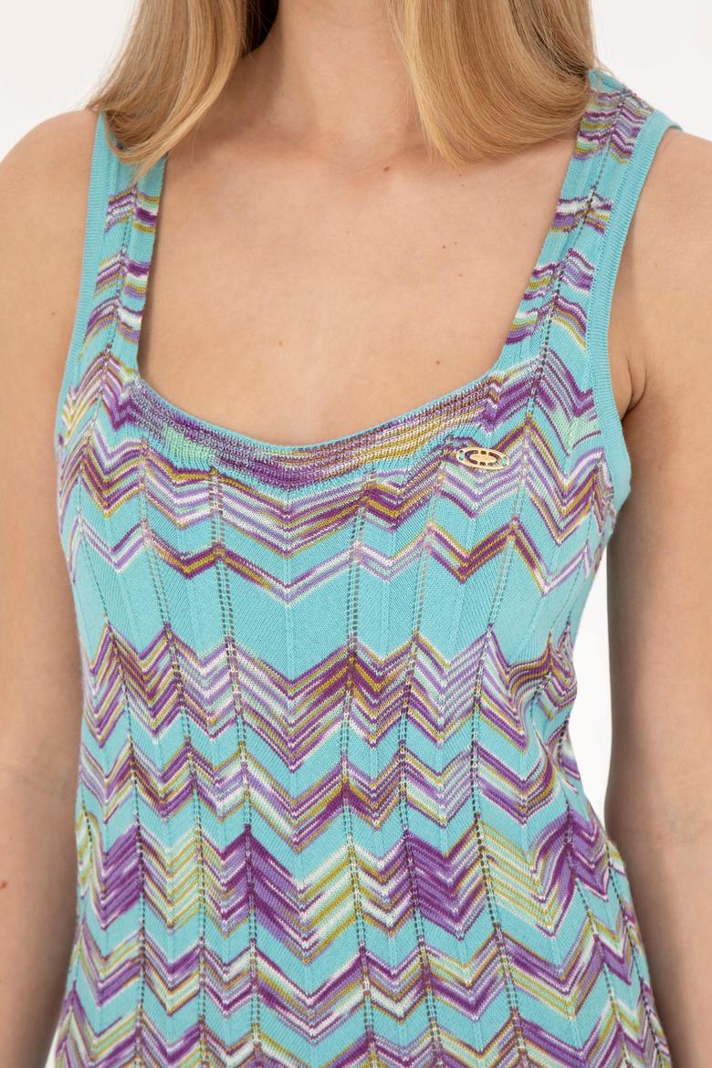 Kadın Mint Bisiklet Yaka Triko Elbise - 50280458011