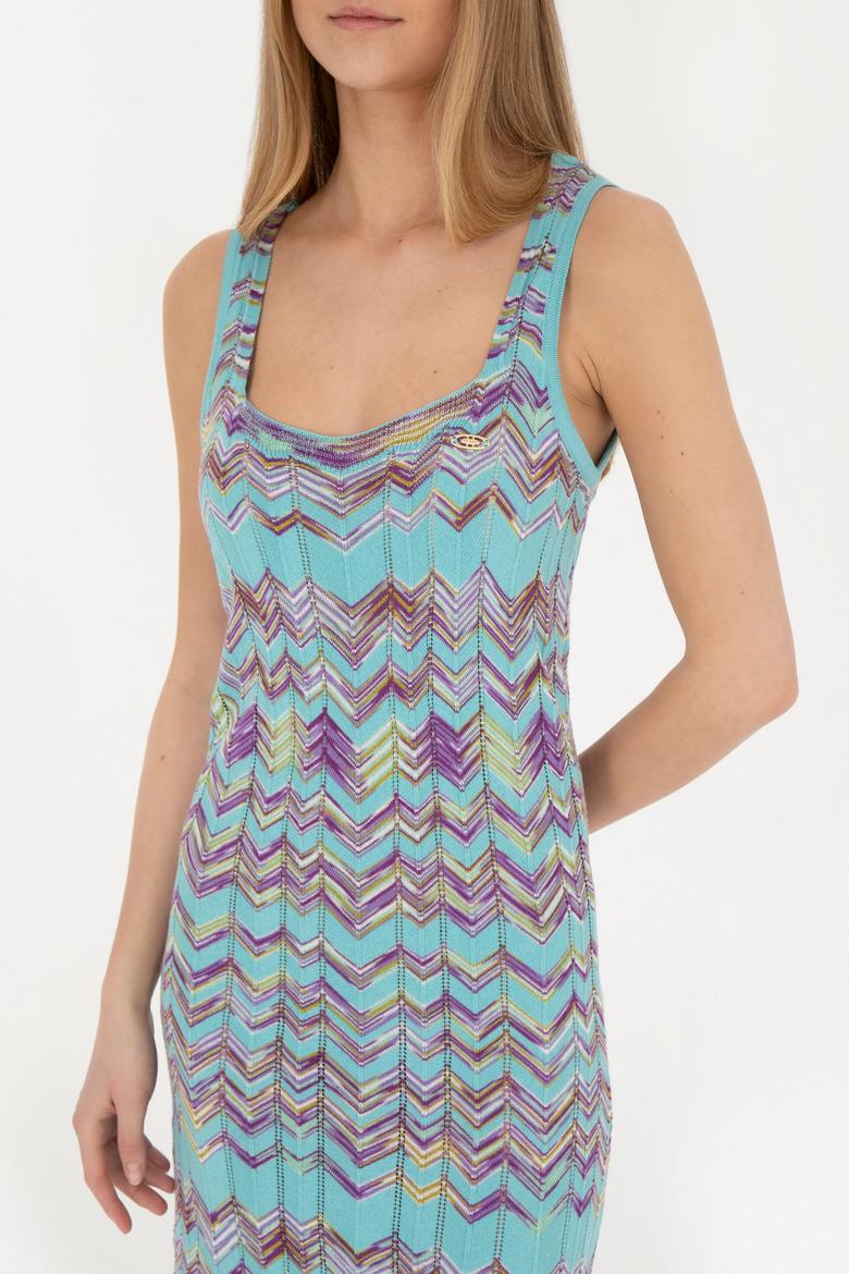 Kadın Mint Bisiklet Yaka Triko Elbise - 50280458011