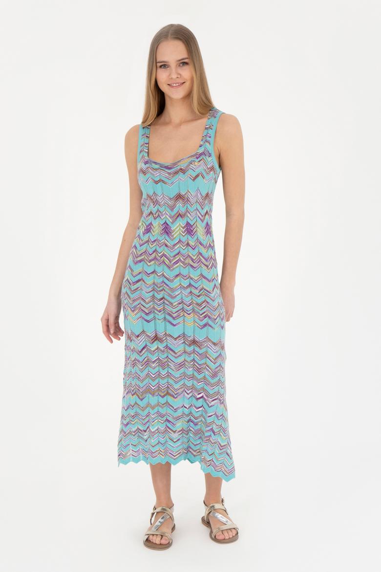 Kadın Mint Bisiklet Yaka Triko Elbise - 50280458011