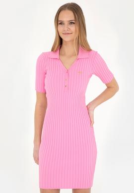 Kadın Menekşe Polo Yaka Triko Elbise - 50280475020