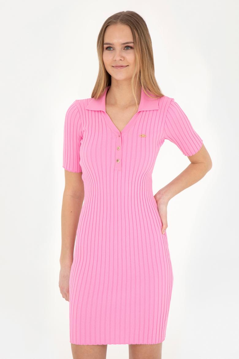 Kadın Menekşe Polo Yaka Triko Elbise - 50280475020