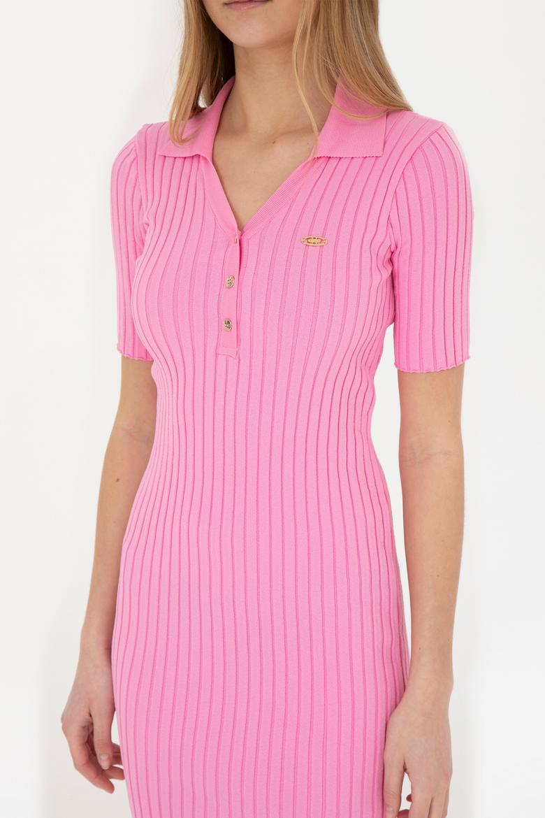 Kadın Menekşe Polo Yaka Triko Elbise - 50280475020