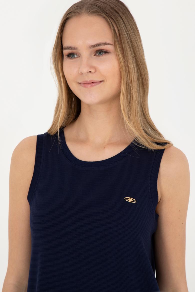 Kadın Lacivert Bisiklet Yaka Örme Elbise - 50281743008