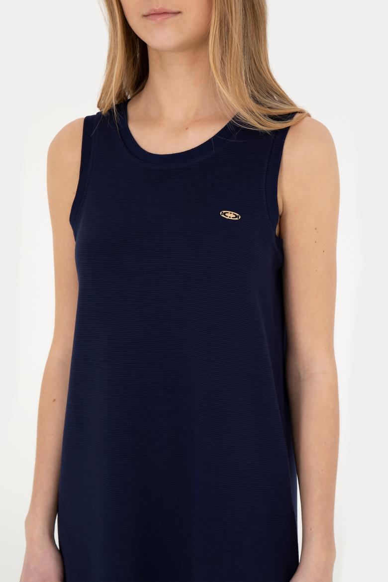 Kadın Lacivert Bisiklet Yaka Örme Elbise - 50281743008