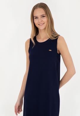 Kadın Lacivert Bisiklet Yaka Örme Elbise - 50281743008