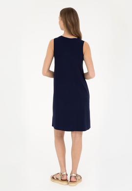 Kadın Lacivert Bisiklet Yaka Örme Elbise - 50281743008