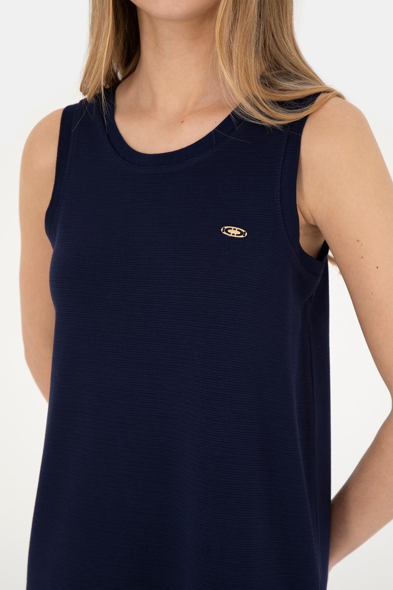 Kadın Lacivert Bisiklet Yaka Örme Elbise - 50281743008