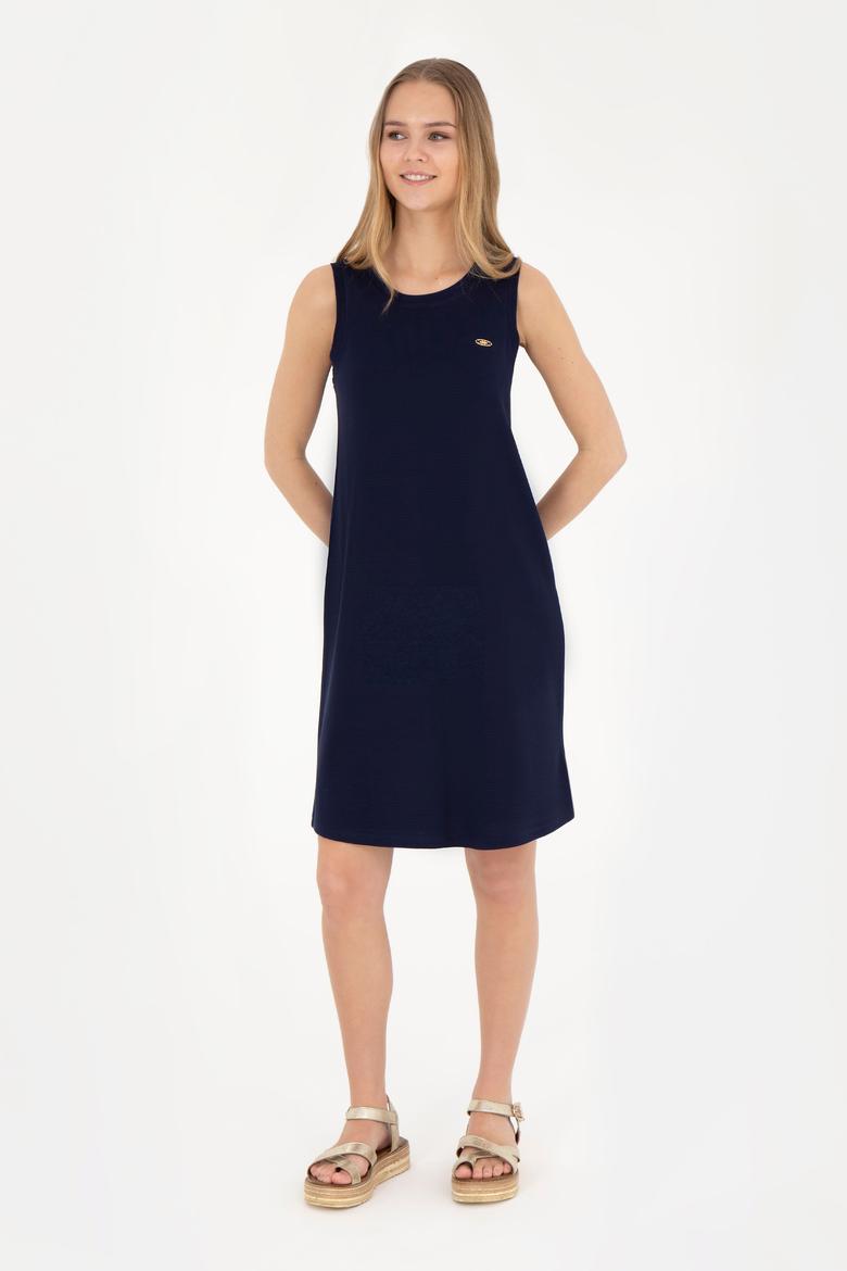 Kadın Lacivert Bisiklet Yaka Örme Elbise - 50281743008