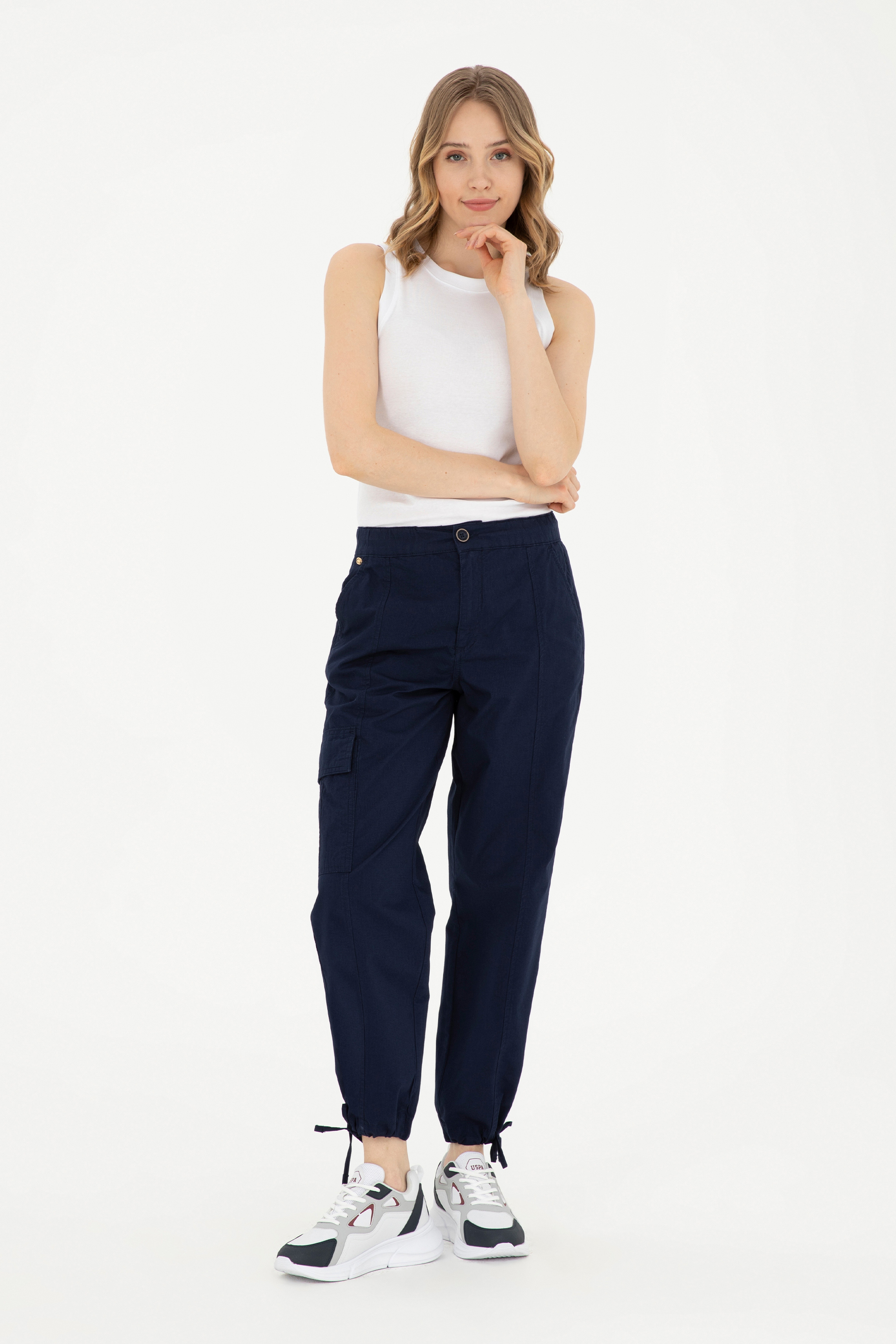 Kadın Lacivert Kanvas Pantolon - Image 3