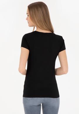 Kadın Siyah V Yaka Basic Tişört - 50280068017