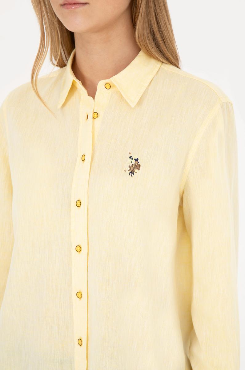 Kadın Sarı Uzun Kollu Basic Gömlek